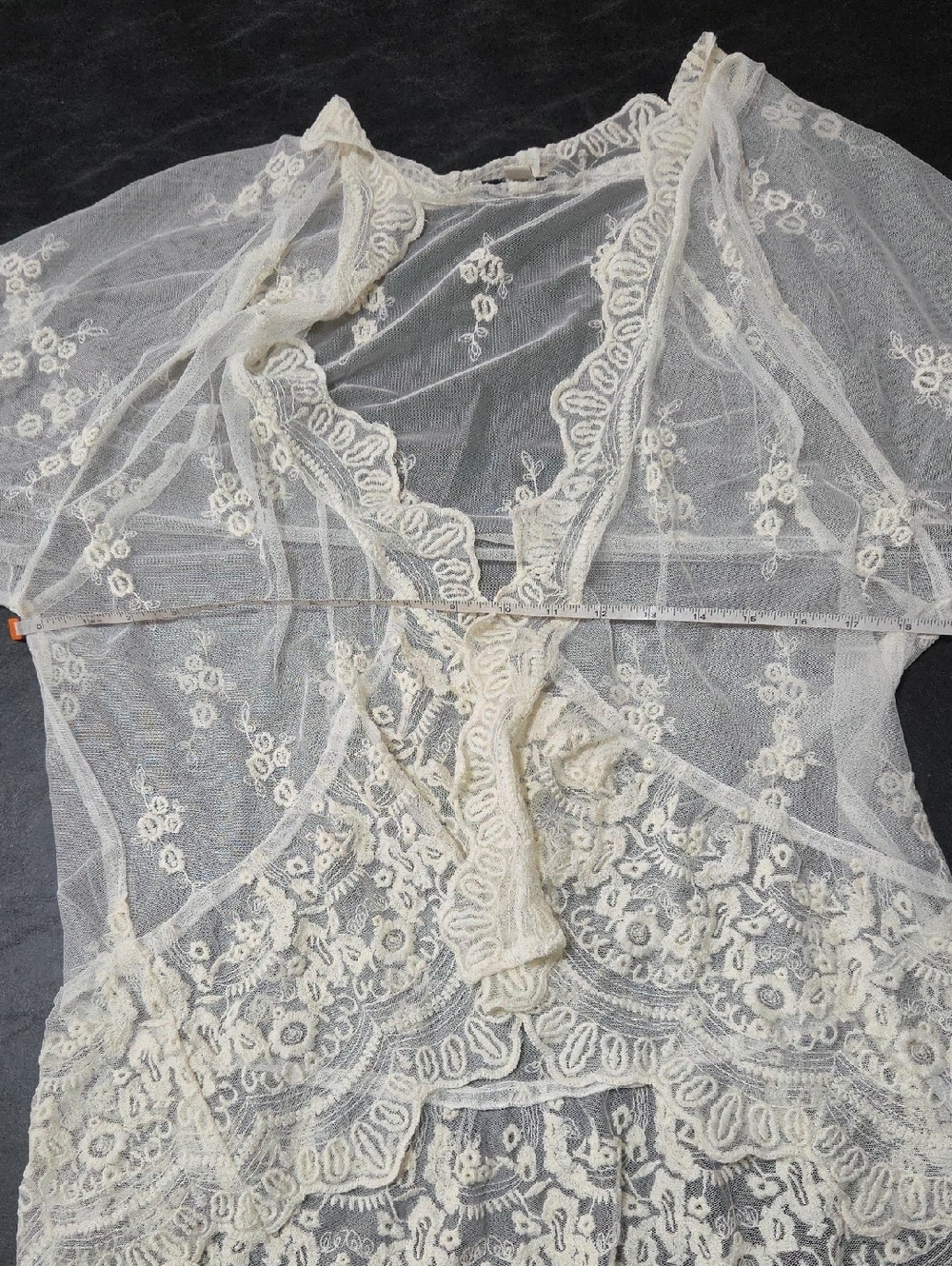 American Eagle Sheer White Lace Boho Kimono Cardigan Top Embroidered Medium M - Picture 6 of 8